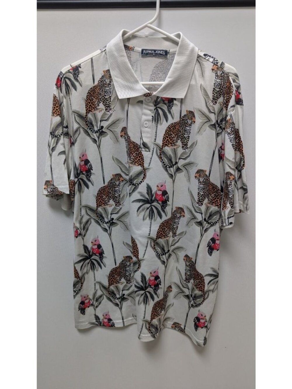 PJ Paul Jones White Wildlife Graphic Golf Polo Shirt